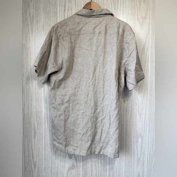 Kenneth Cole Men’s Large Taupe Linen Button Down Shirt NWT - Picture 3 of 3